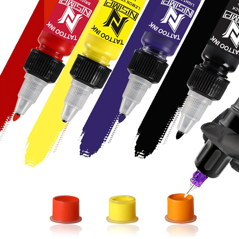 Tattoo Ink NISIMP 7- or 14-Color Gift Box Set with Transparent Bottles and Two Configurations — image 3