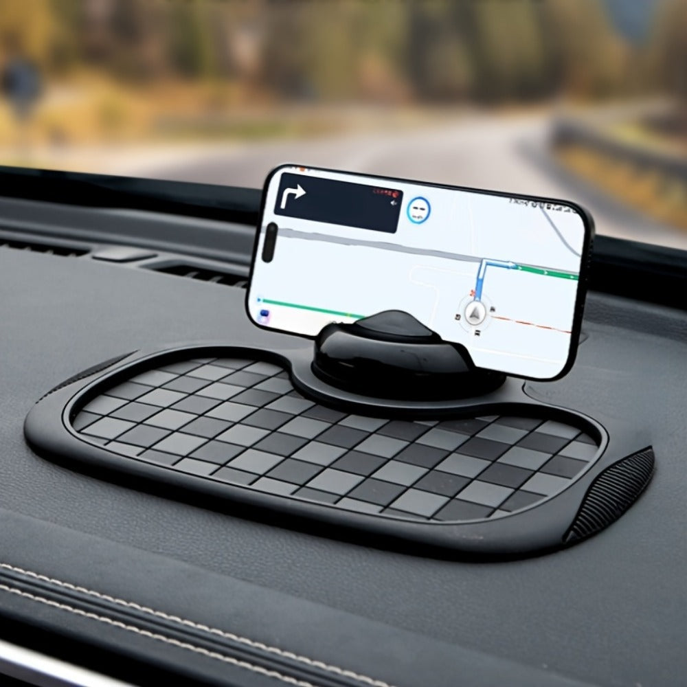 Car Dashboard Anti-Slip Pad with Phone Holder & Digital Number Plate Stickers – Multifunctional Non-Slip Dashboard Storage Ma