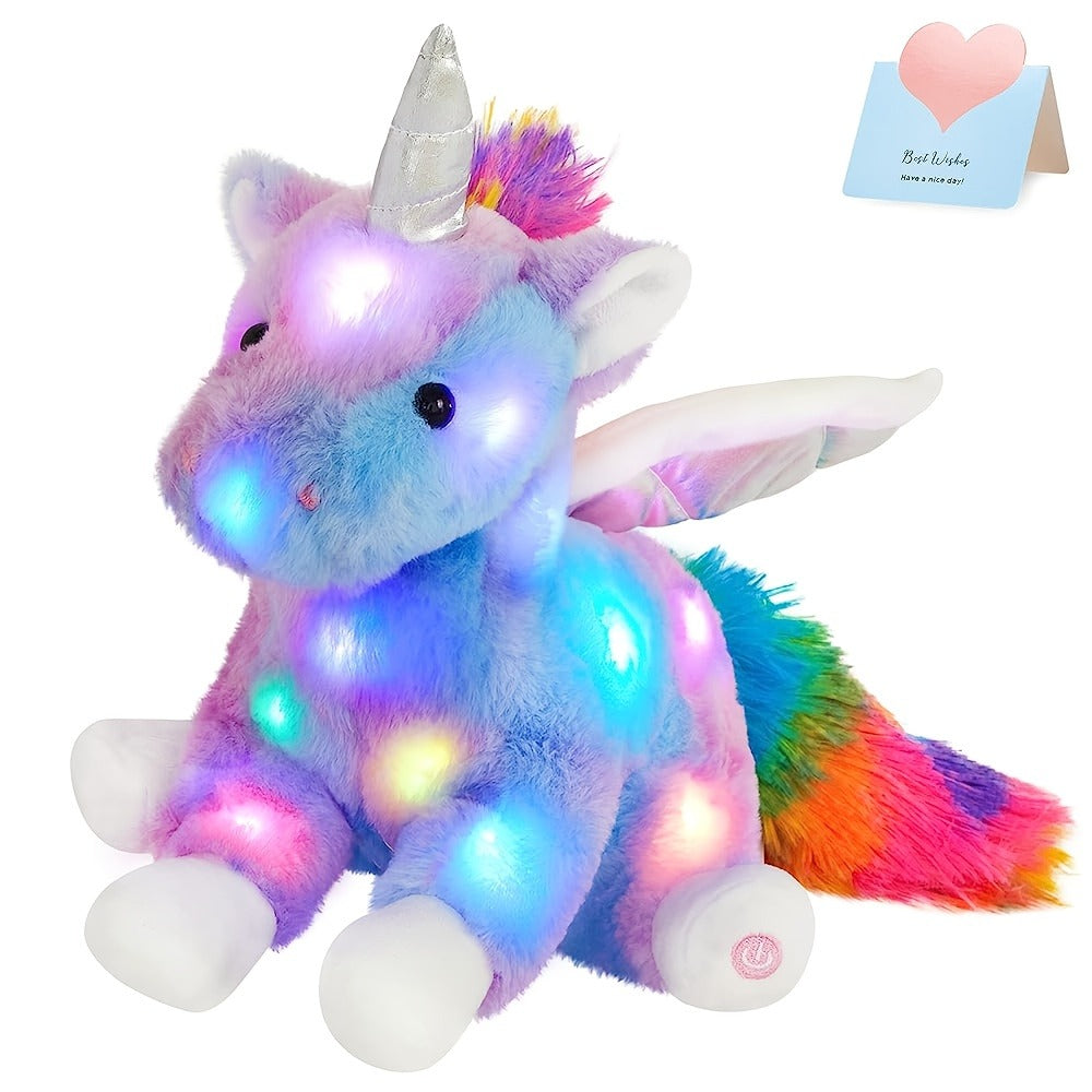 Plush Toy Rainbow Unicorn with LED Glow and Choice of Music or No-Music Light-Up choices for Bedtime — image 6
