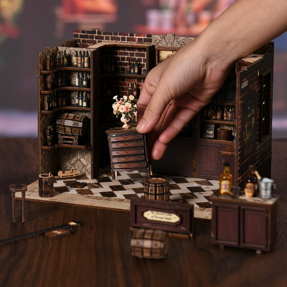 Corner Lounge Book Nook Kit with 327-Piece Tavern Storefront Scene, Illuminated Interior and Touch Switch — image 4