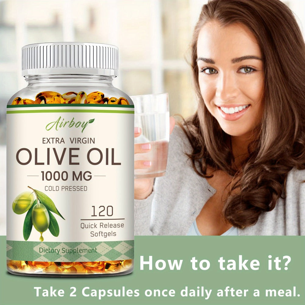 Extra Virgin Olive Oil Capsules 120 Softgels with Omega-9 Omega-6 & Palmitic Acid for Bath Time, Home Spa and Personal Care —