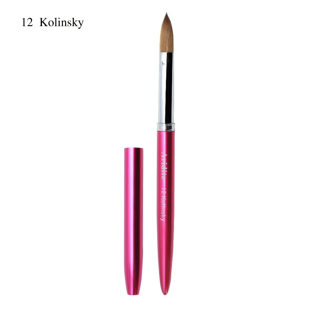 Kolinsky Acrylic Nail Brush Set 100% Pure Kolinsky Hair Flat Shape Sizes #10 #12 #14 – Professional Nail Art Sculpting Extens