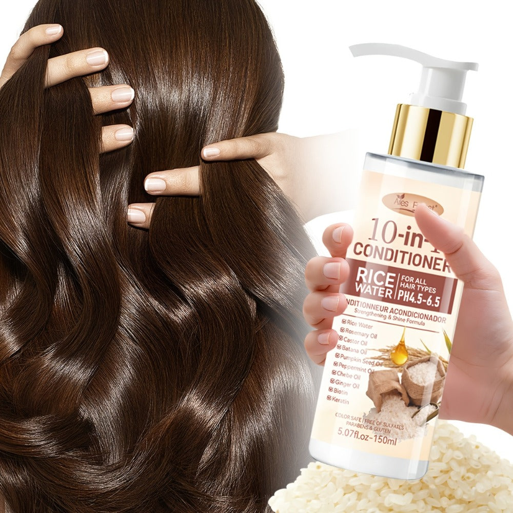 Rice Water 10-in-1-Labeled Shampoo and Conditioner Duo in 150mL Pump Bottles with White-and-Gold Packaging — image 8