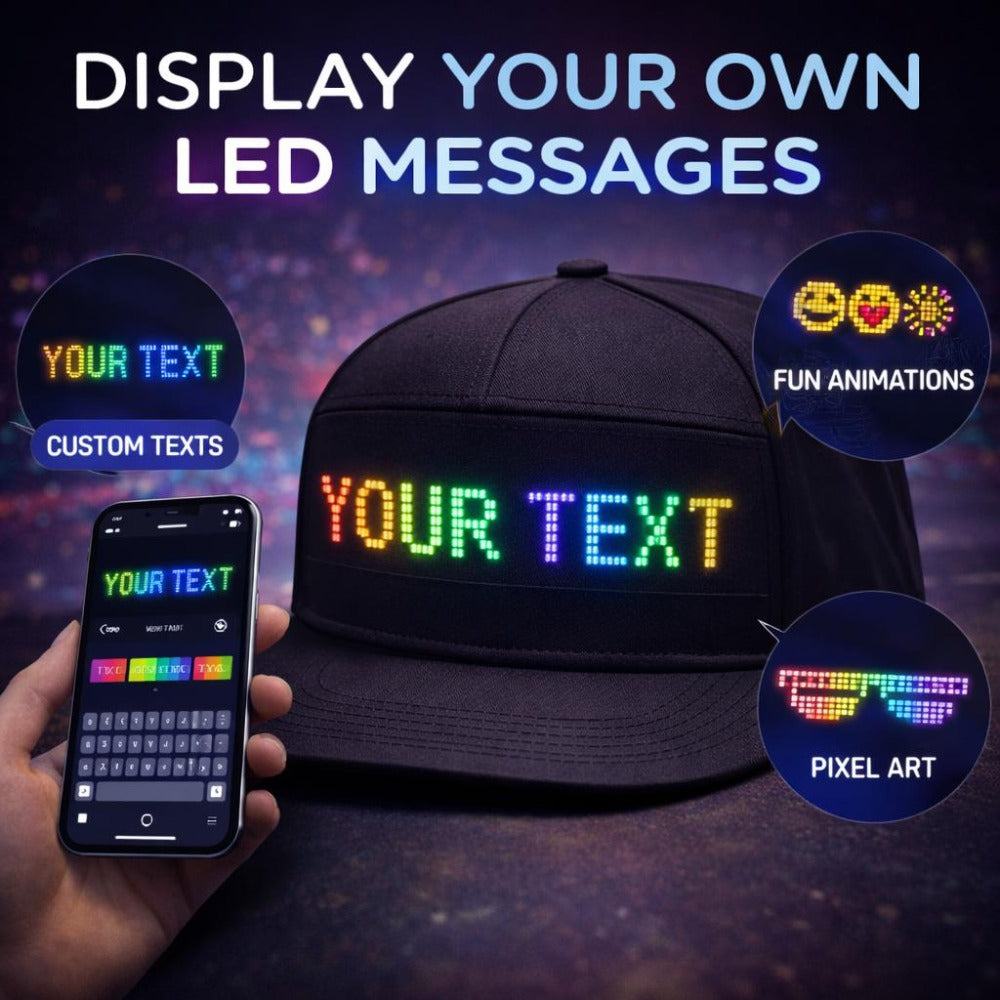 Programmable LED Hat App Controlled Scrolling Text Light Up Baseball Cap for Men Women Parties Halloween Christmas Gift USB C