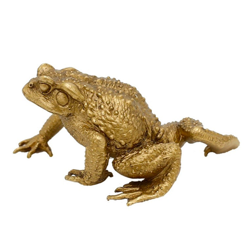 Brass Golden Toad and Toad Fortune Ornament Table Retro Frog Copper Toad Tea Tray Ornament