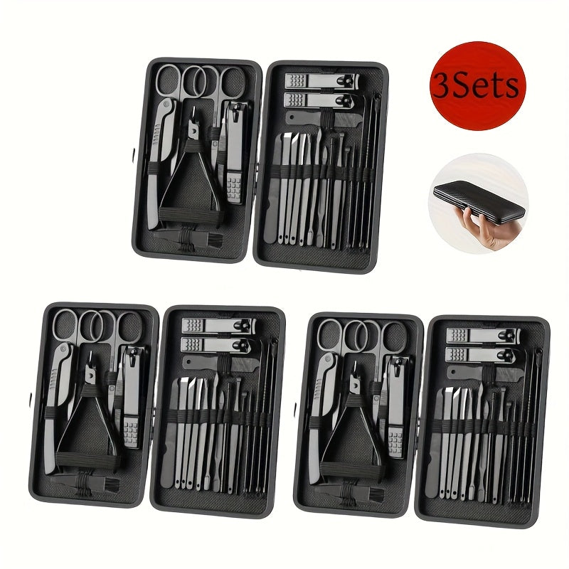 Three-Case Nail Grooming Bundle with 23-Piece Black-and-Red Tool Set in Each Zippered Case — image 1