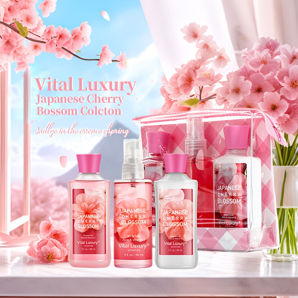 Bath Body Care Gift Set Shower Gel Body Lotion Body Mist Aloe Vera Vitamin E Glycerin Deep Moisturizing Fragrance Set for Wom