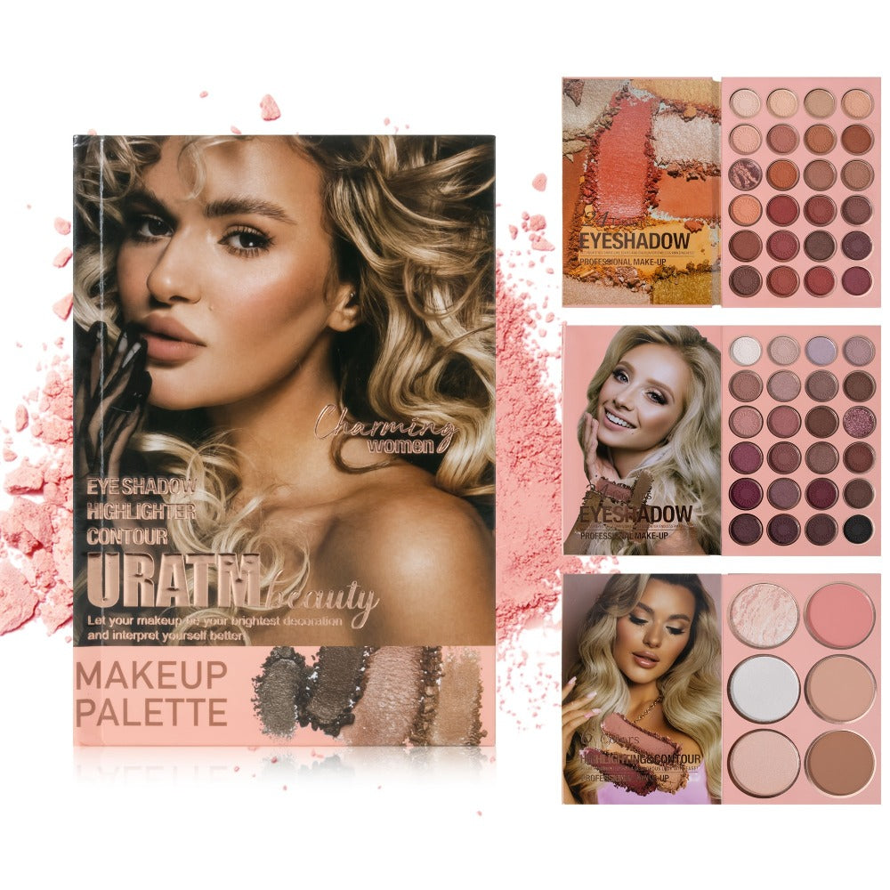 Eyeshadow Palette Book Style SHCOETY 4-in-11 Makeup Kit, 24-Color Eyeshadow + 6-Color Highlighter + 6-Color Blush + 7-Color C