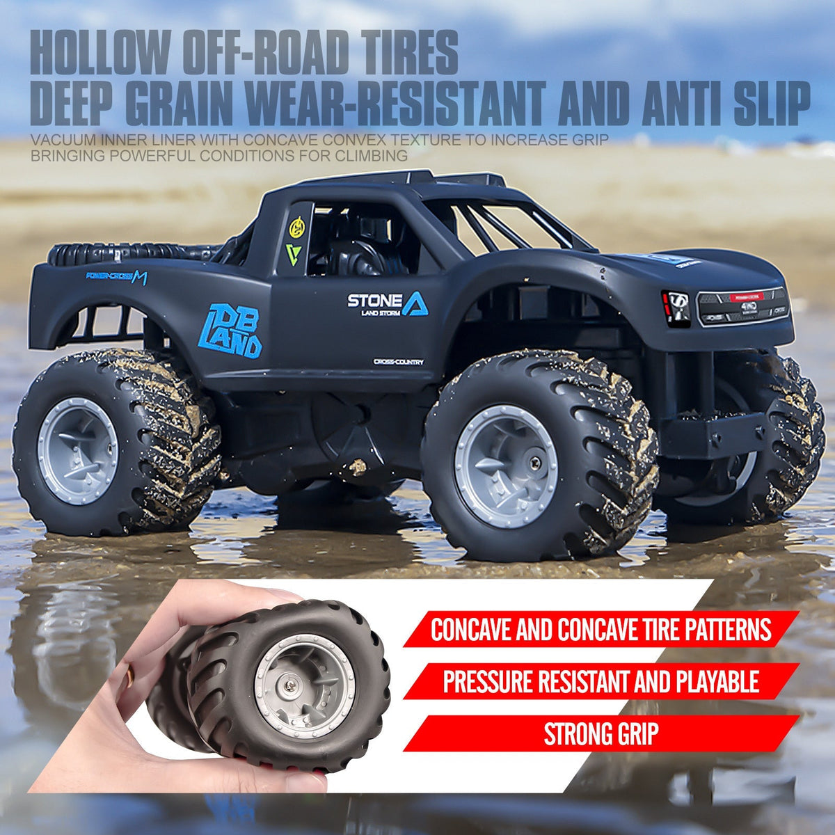 RC Monster Truck or Pickup 1:16 Scale in Five Body and Color Styles with 4WD Layout and Two Rechargeable Batteries — image 39