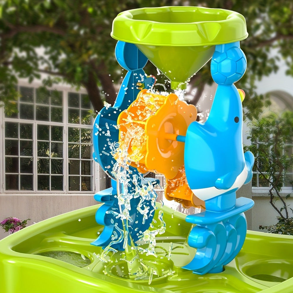 Water Play Table for Kids Double-Sided Waterfall & Beach Sand Zone, Outdoor Sensory Activity Toy for Toddlers Ages 3+ — image