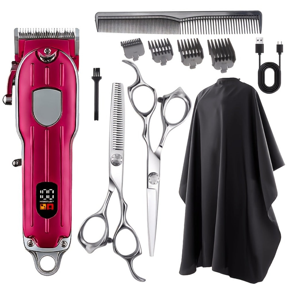 Barber Hair Clipper Kit for Men – USB Rechargeable Digital Size Adjustment, Complete Set with Scissors & 4 Limit Combs — imag