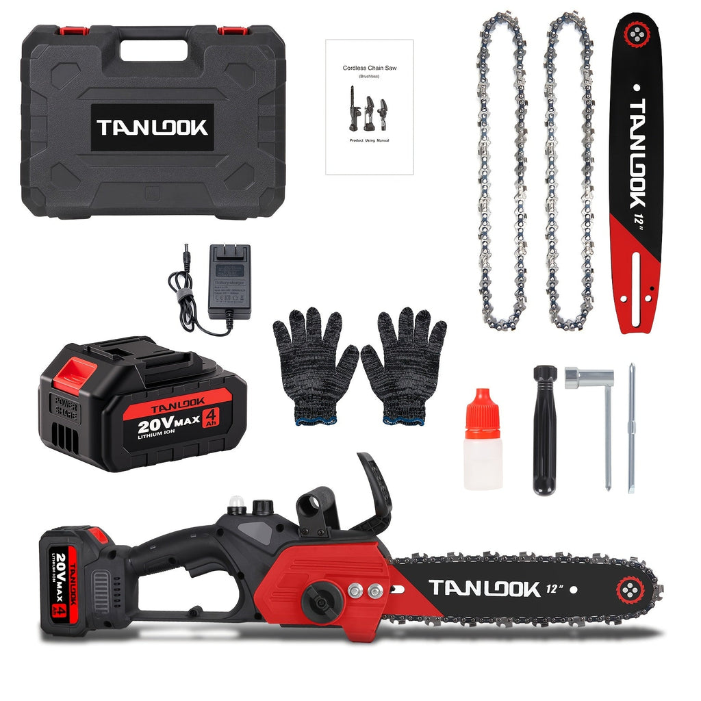 12-Inch Cordless Electric Chainsaw Kit in Five Colors with One- or Two-Battery and Two- or Three-Chain Options — image 4