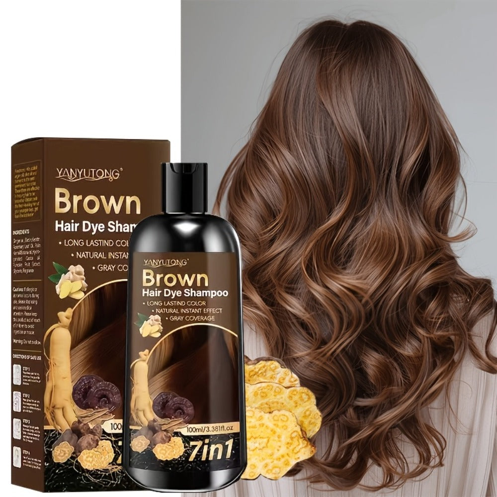 Hair Color Shampoo, YANYUTONG 7-in-1 100ml Bottle with Brown, Chestnut Brown or Black Options — image 7