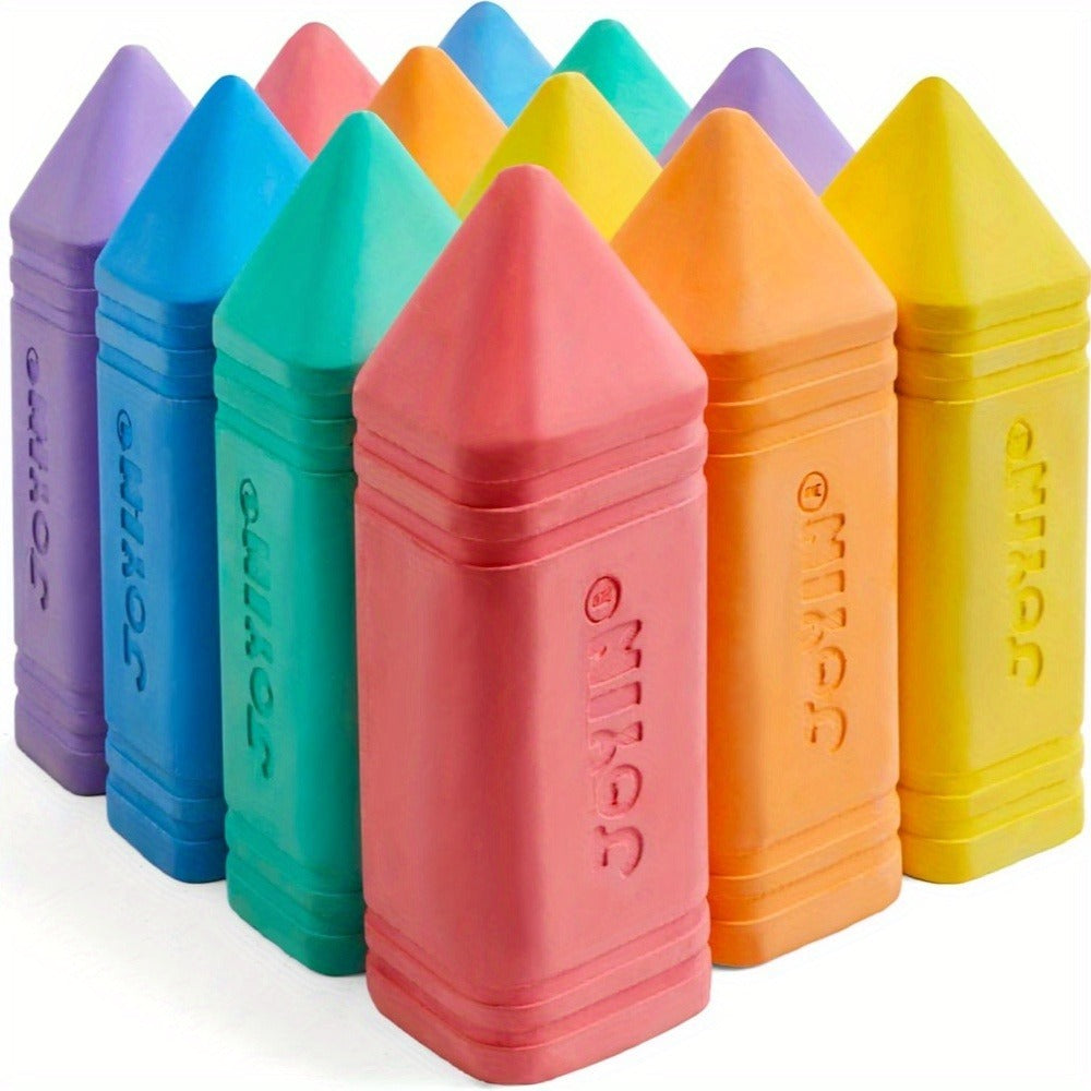Jumbo Sidewalk Chalk 12 Pack 6 Colors Outdoor Chalk for Kids Toddlers Cone with the Listed Color, Size or Set Options for Eve