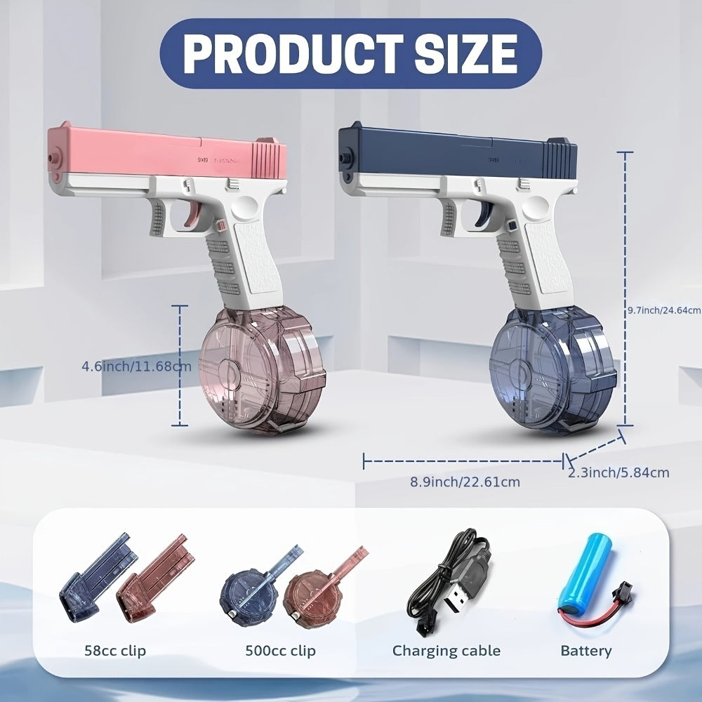 Compact Electric Water Blaster with 500cc and 60cc Detachable Reservoirs, Blue or Pink Body Design — image 11