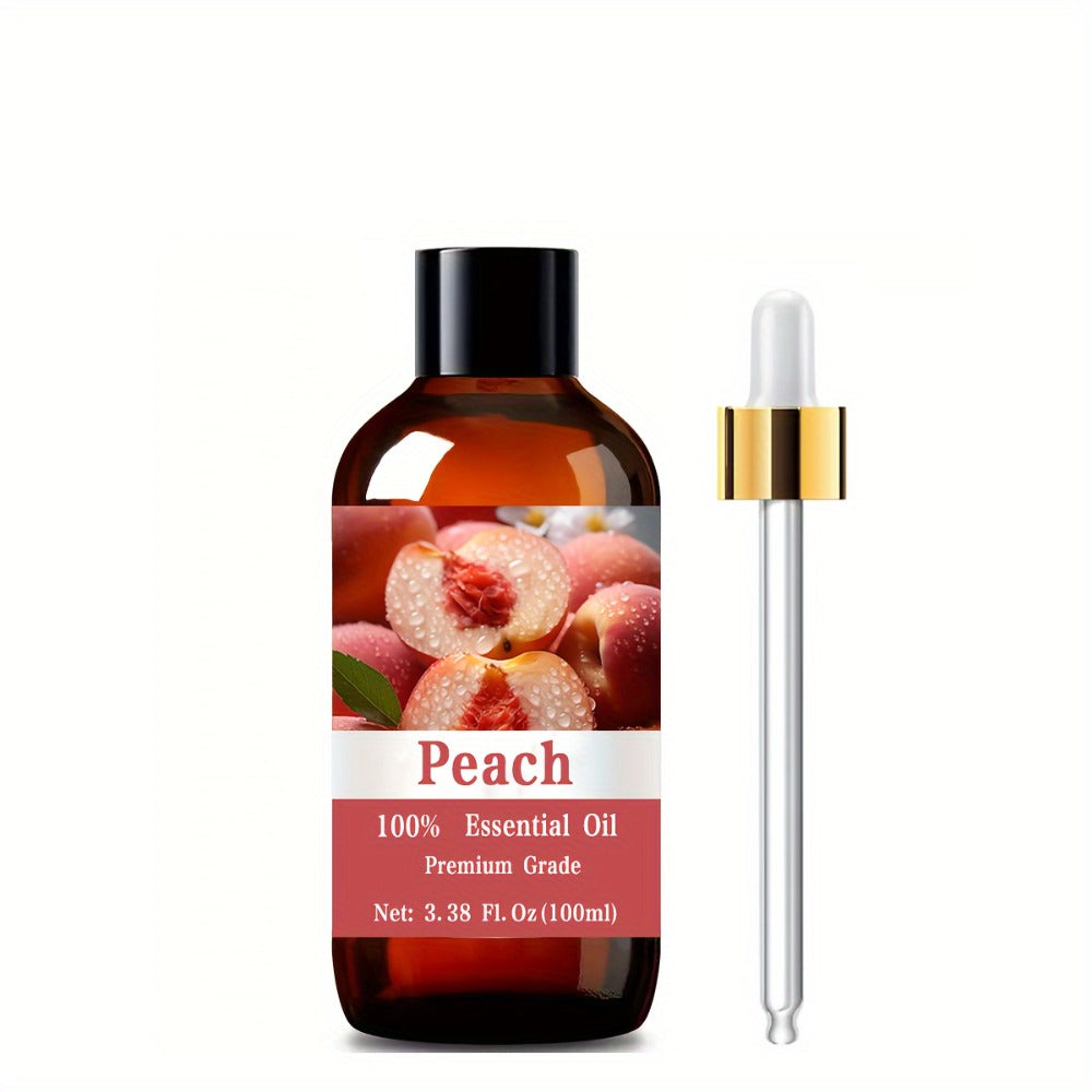 Peach Essential Oil 100ml Pure Care Grade Sweet Fruity – Aromatherapy Body Oil for Skin Moisturizing, Hair Care, Nail Care — 