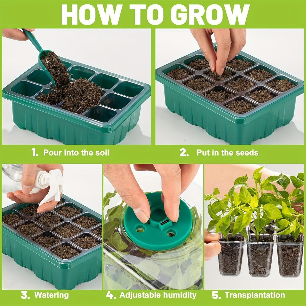 Seed Starter Kit with Grow Light LED, Indoor Mini Greenhouse Germination for Garden, Patio and Yard Use — image 7