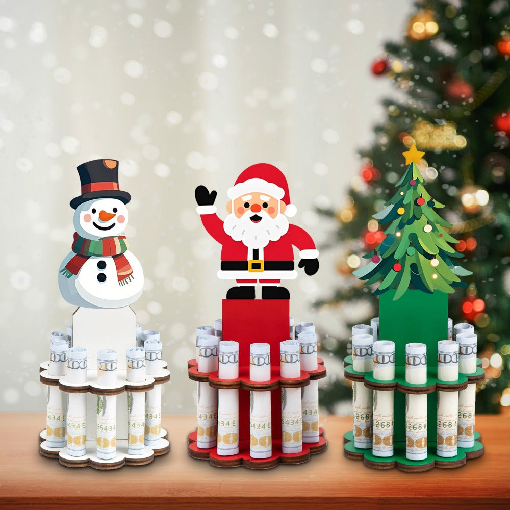 Three-Piece Santa, Snowman and Christmas Tree Rolled-Money Display Set with Ten Slots Each — image 6