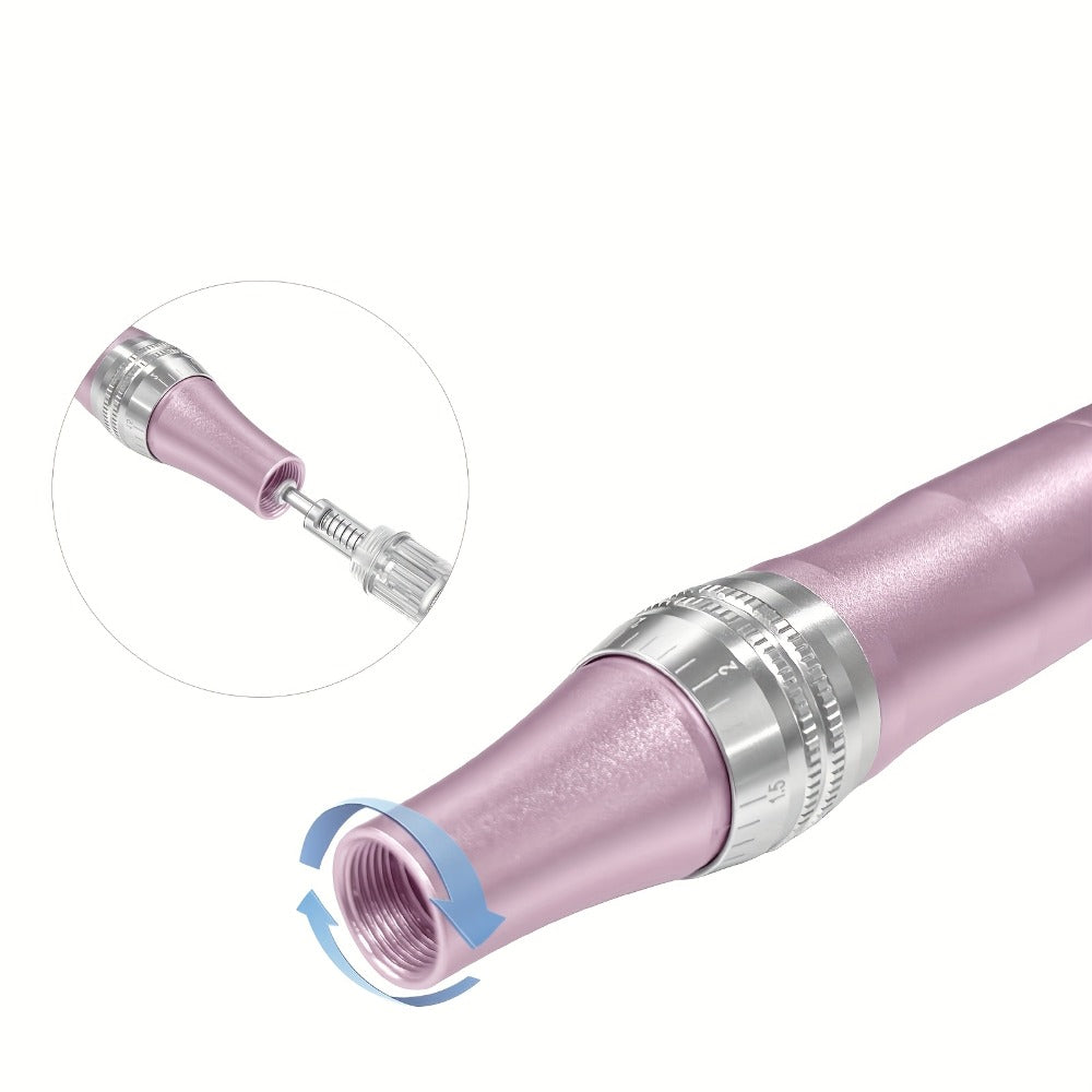 Microneedling Pen Electric 6-Speed Wireless Derma Pen 0.25mm Aluminum Alloy Cordless Skin for Bath Time, Home Spa and Persona