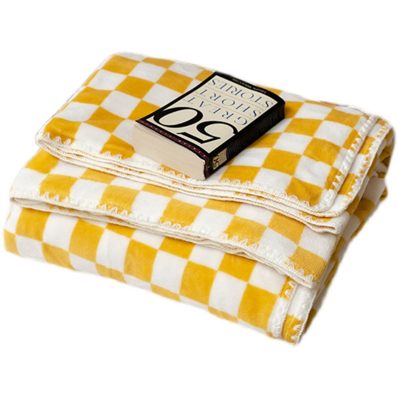 Simple Checkerboard Double Sided Milk Fleece Blanket