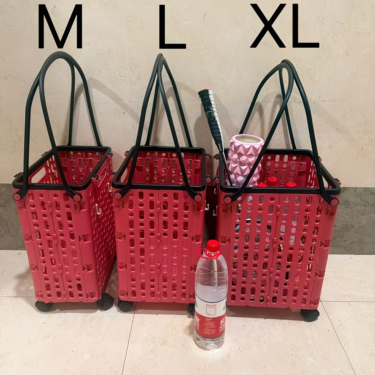 Foldable Shopping Cart with Wheels and Handle Large Capacity Portable Trolley for Grocery Camping Travel Laundry Beach Outdoo