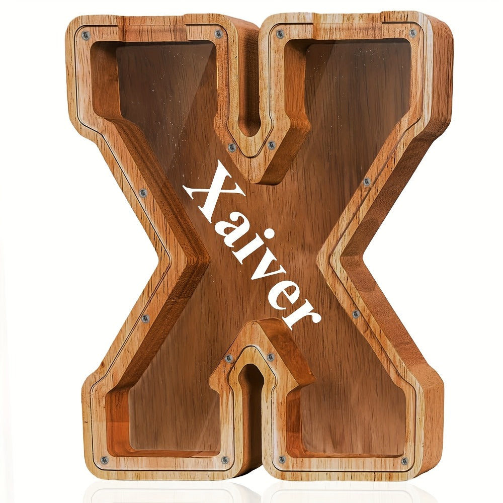Personalized Wooden Piggy Bank for Kids – A-Z Alphabet Letter Initial Coin & Bill Savings Bank for Boys & Girls — image 30