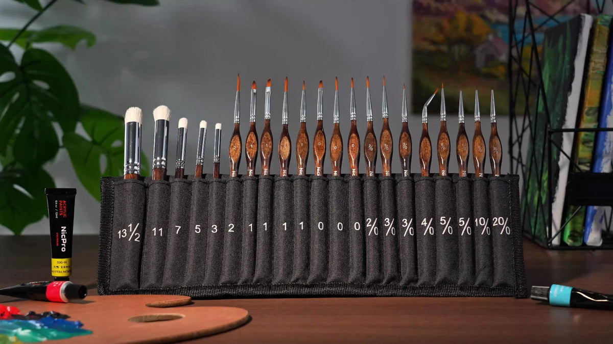 Miniature Paint Brush Set with Cloth Roll Detail Brushes for Acrylic Oil with the Listed Color, Size or Set Options for Every