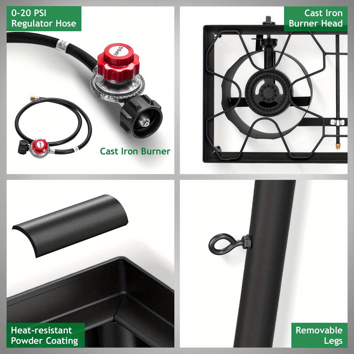 Outdoor Propane Burner Stove Cast Iron 1 or 3 Burner, 225000 BTU High-Pressure Cooker with Adjustable Heat — image 12