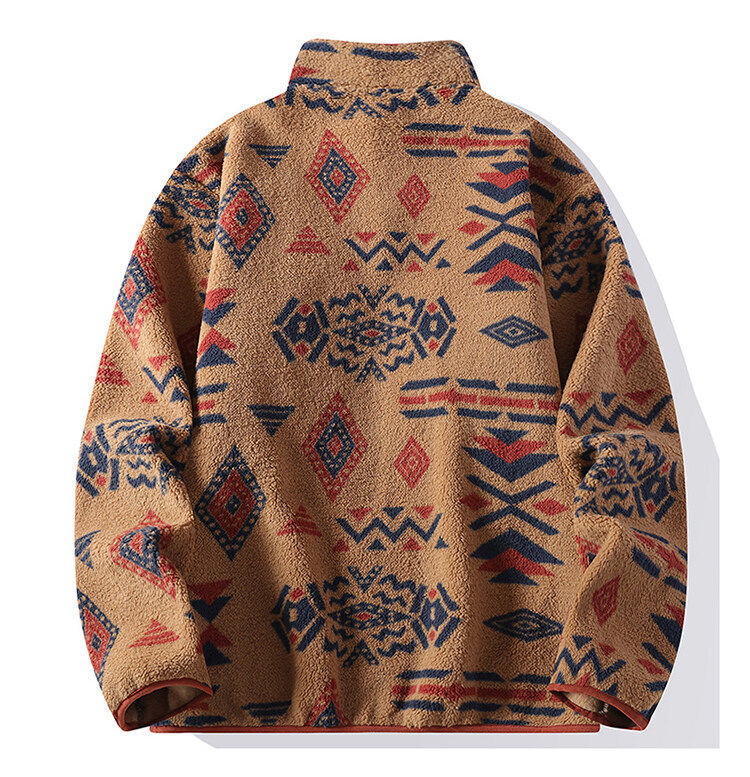 Mens Retro Tie-Dye Stand-Up Collar Polo Shirt Sweatshirt