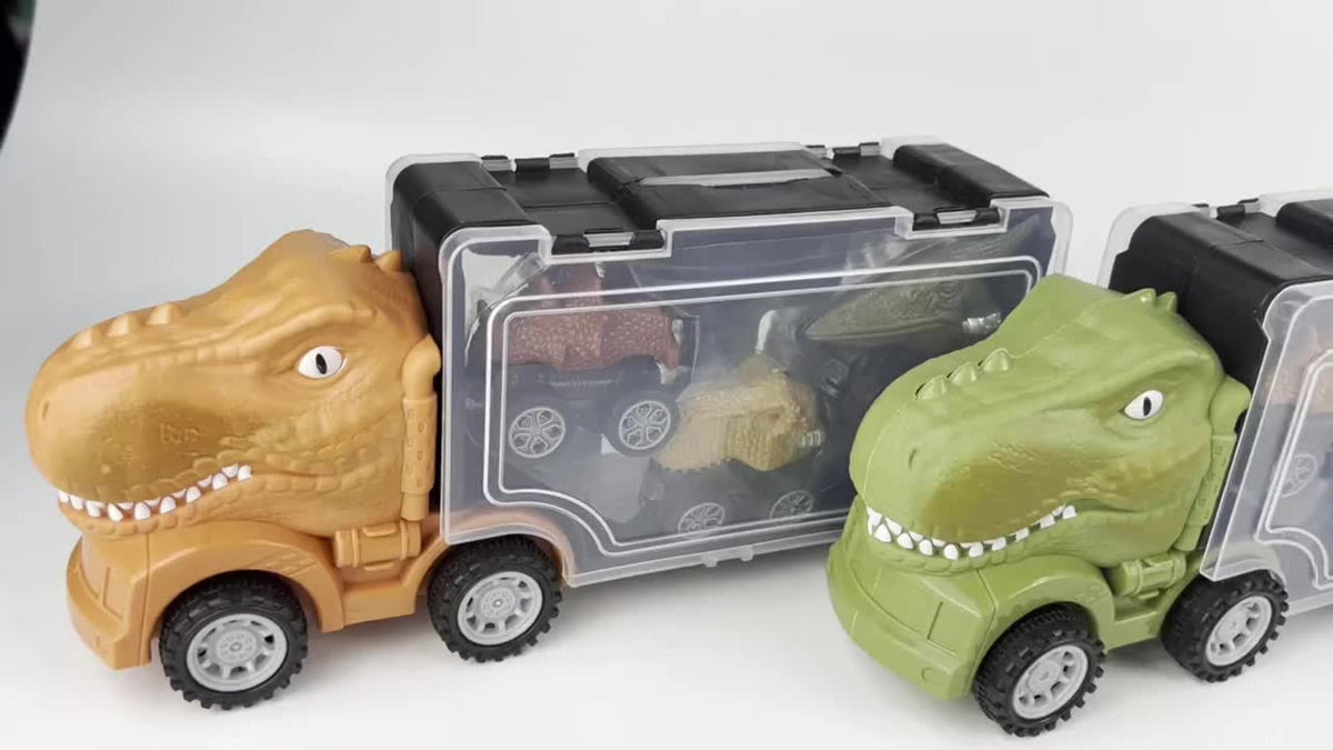 T-Rex Dinosaur Carrier Truck Playset with Mini Cars, Figures and Standard or Upgraded Package Options — image 11