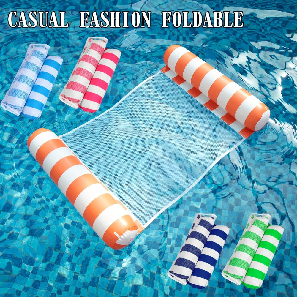 Striped Inflatable Pool Float Hammock Set with Mesh Center and Three-, Eight- or Five-Color Pack Options — image 5