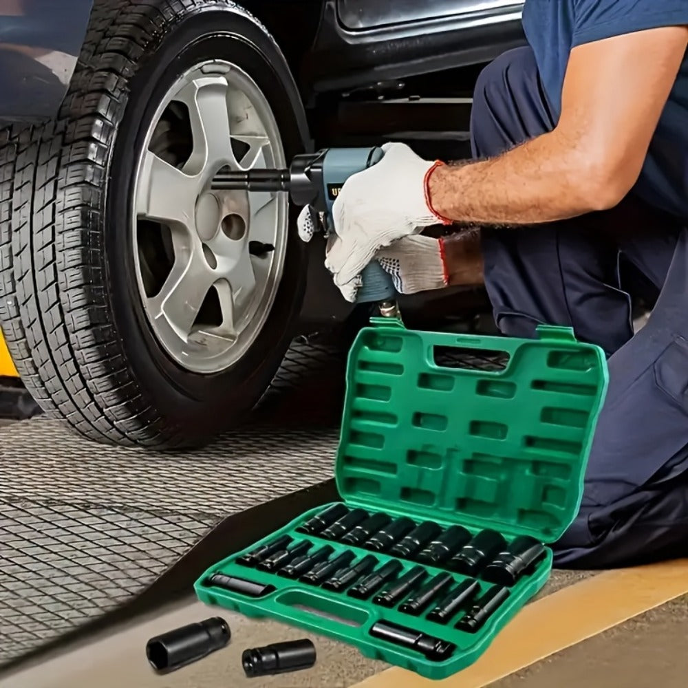 Half-Inch Drive Deep Metric Socket Set with 10- or 20-Piece Checkout Options and Green Carry Case — image 6