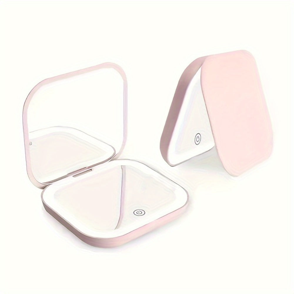 Cute Animal LED Makeup Mirror Foldable Double-Sided 3 Brightness Settings – USB Rechargeable, for Makeup, Travel and Everyday
