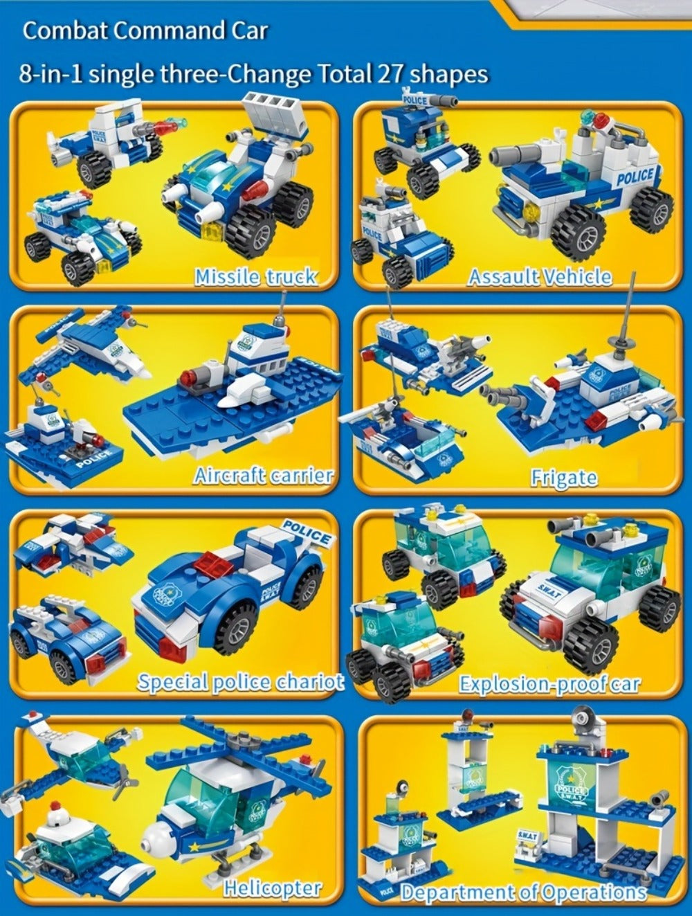 City Police Building Blocks Set 700 Pieces, Patrol Car Truck with Action Figures, Brick Toy for Boys Role Play STEM — image 1