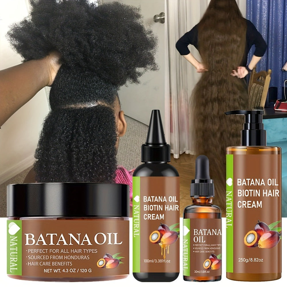 Four-Piece Batana Hair Care Set with Coordinated Oil and Cream Containers in Assorted Sizes — image 2