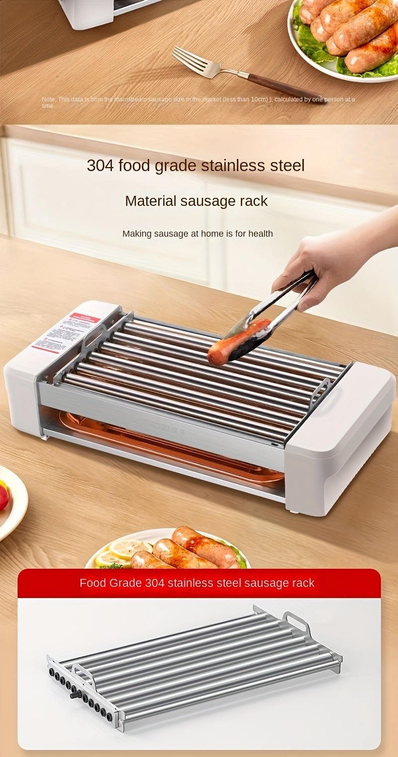 Sausage Grill 4-in-1 Multifunctional Electric Hot Dog Roller, Non-Stick Countertop Cooker with Adjustable Temperature — image