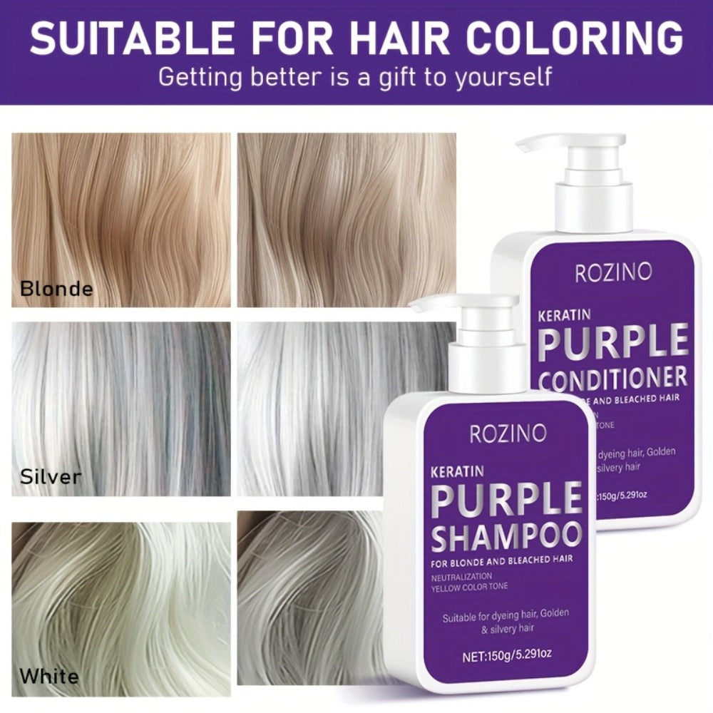 Purple Shampoo and Conditioner Set 2PCS for Blonde Silver Platinum Hair - Toning Brass & Yellow Neutralizer — image 8