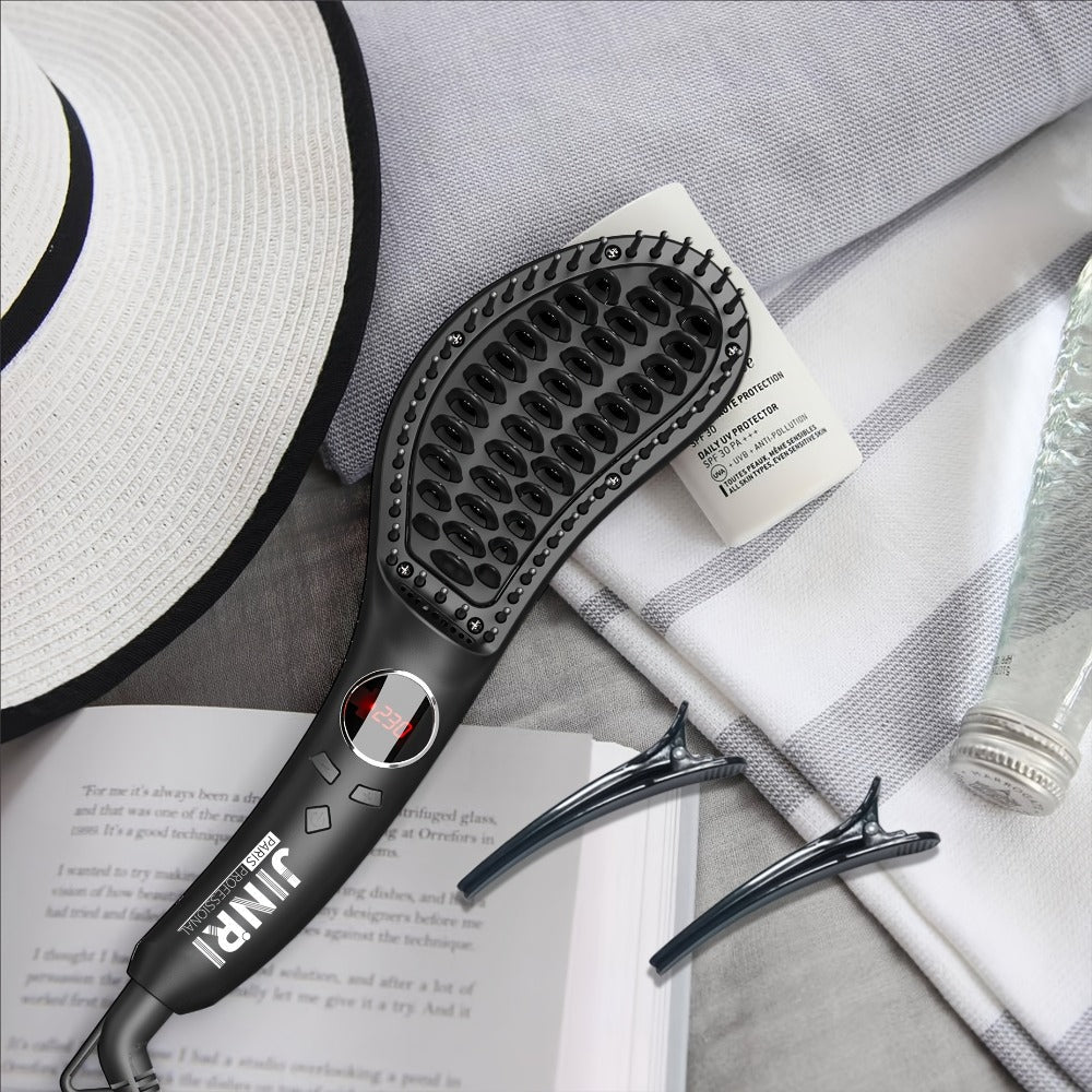 Ceramic Hair Straightener Brush 30 Sec Fast Heat Anti-Scald Straightening Comb Soft Touch, for Home, Travel and Salon Hair St