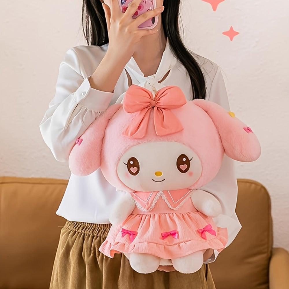 Kuromi My Melody Plush Doll Princess Dress, Collectible Sanrio Stuffed Animal with Pink Bow & Ruffled Collar — image 9