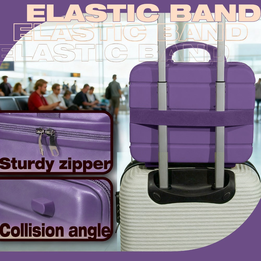 Hard Shell Makeup Travel Case Waterproof Pressure-Proof Portable Cosmetic Suitcase with Elastic Band Luggage Attachment Carry