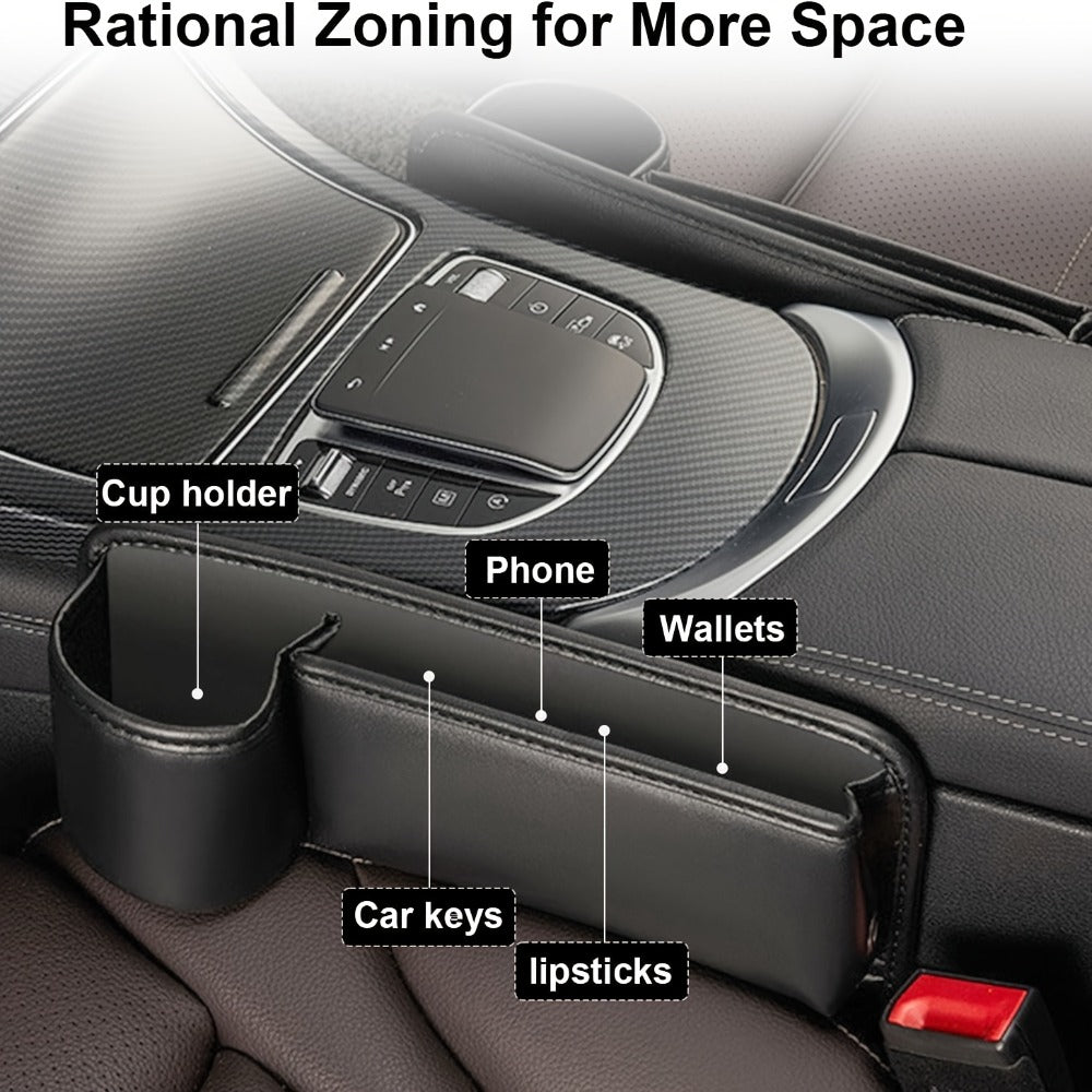Storage Box: Car Seat Gap Organizer with Cup Holder, Adjustable PU Leather Side Seat for Phone — image 7