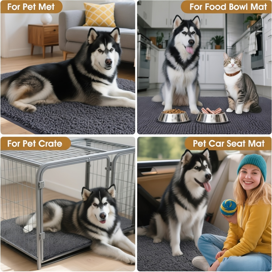 Chenille Dog Door Mat Super Muddy Paws Pet Rug Gingham Entryway Mat Indoor Outdoor Multiple Sizes & Colors — image 8
