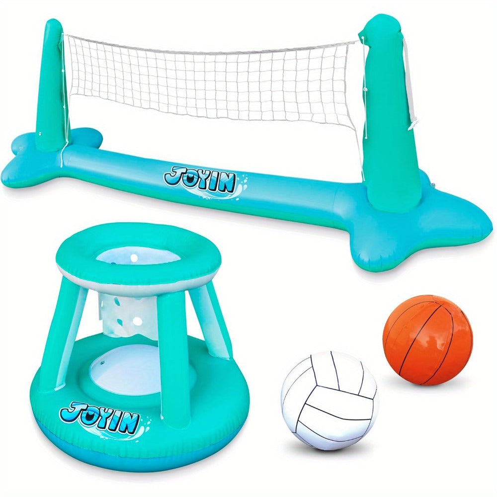 Inflatable Pool Volleyball Set with Basketball Hoop, 2-in-1 Floating Net Court Game for Kids & Adults — image 15