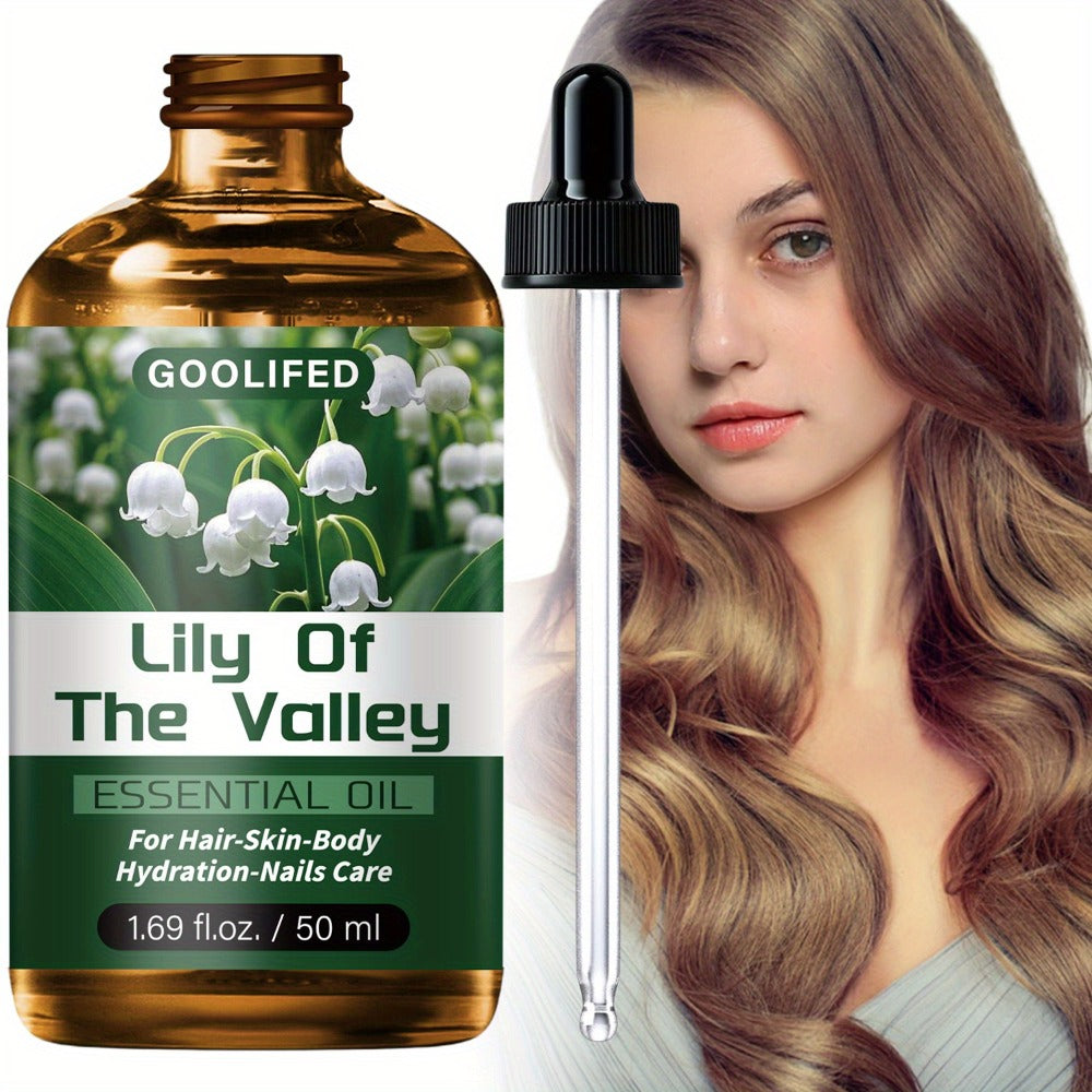 Lily of the Valley Body Oil Blend in a 50ml Amber Dropper Bottle with Floral Green Label Design — image 1