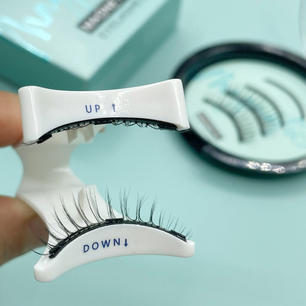 CX159-1 Natural-Style Magnetic False Eyelash Pair with White Curved Applicator and Round Case — image 3