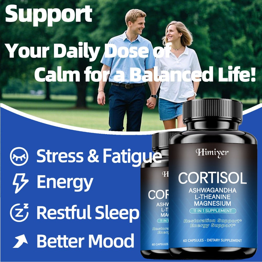 Rhodiola Ashwagandha Stress Capsules with L-Theanine & Magnesium, Cortisol Balance, Deep Sleep & Mood Support Supplement for 