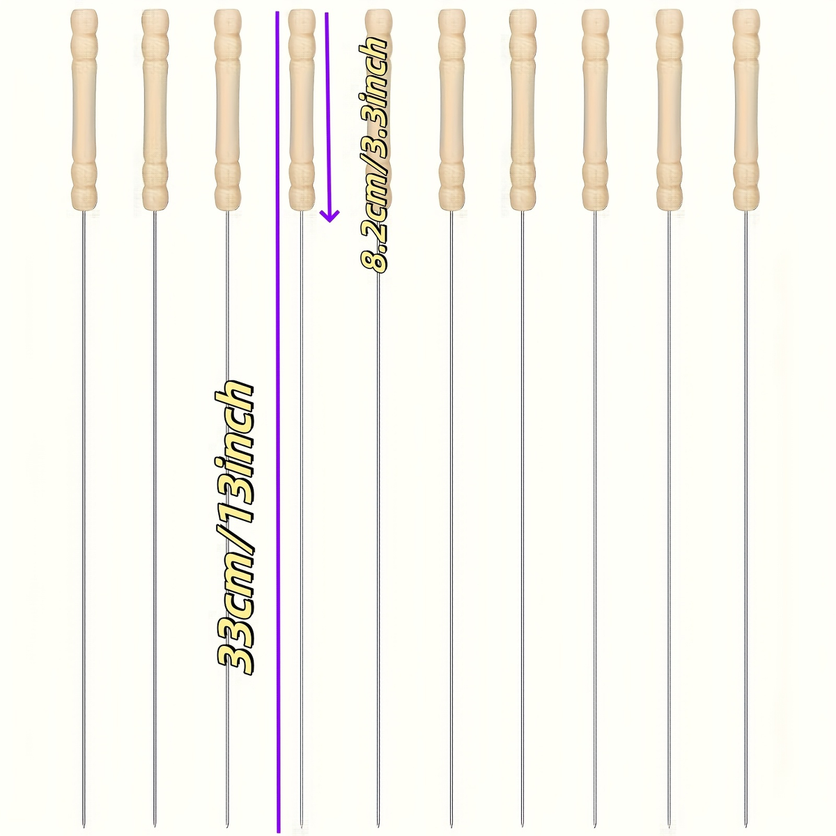 BBQ Skewers Stainless Steel 18 Piece Set Reusable Flat Metal Grill Skewers Anti-Spin for Kebab, for Grilling, Camping and Out