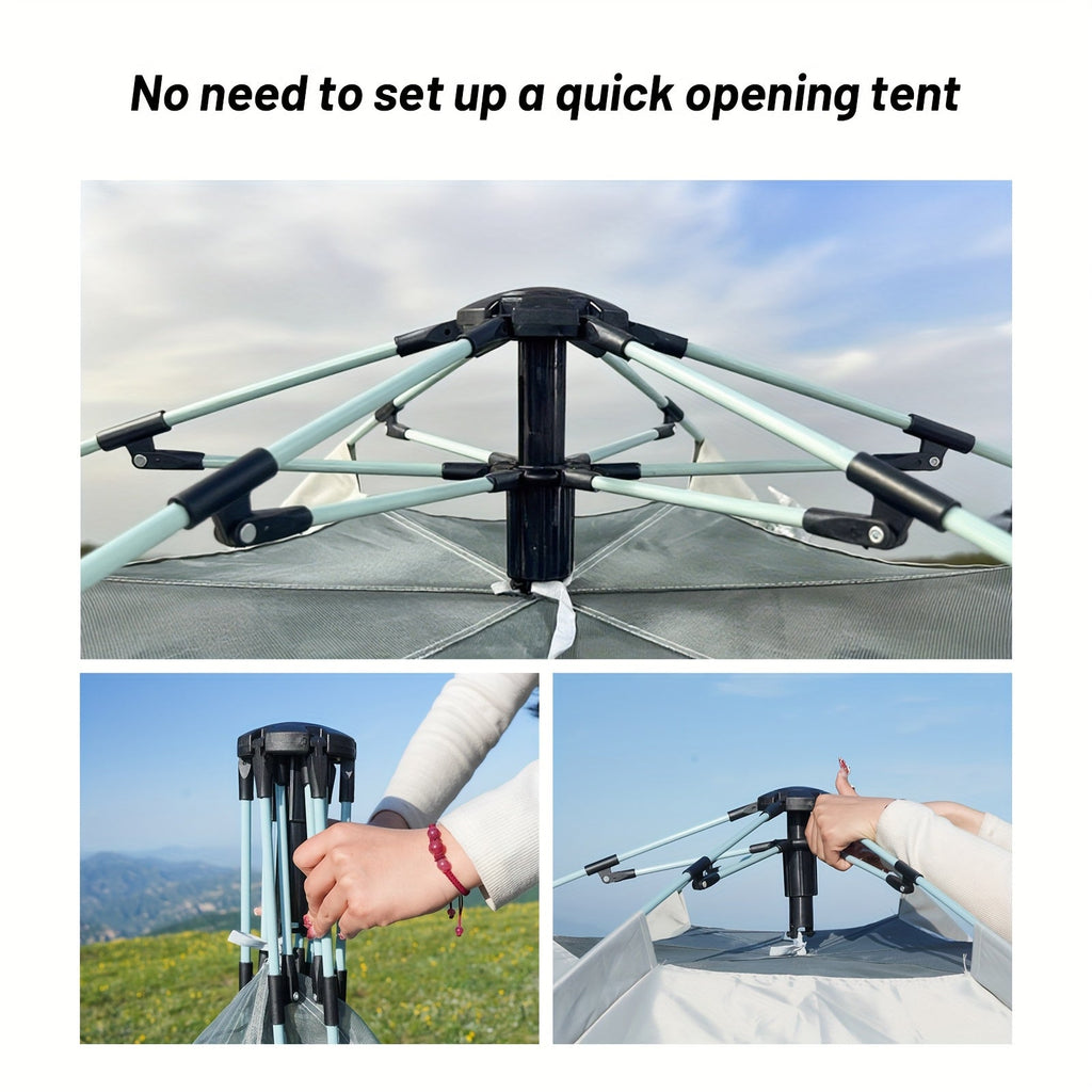 Camping Tent 4-6 Person Hexagonal Quick-Open Oxford Shelter with Vestibule and Included Stakes — image 3