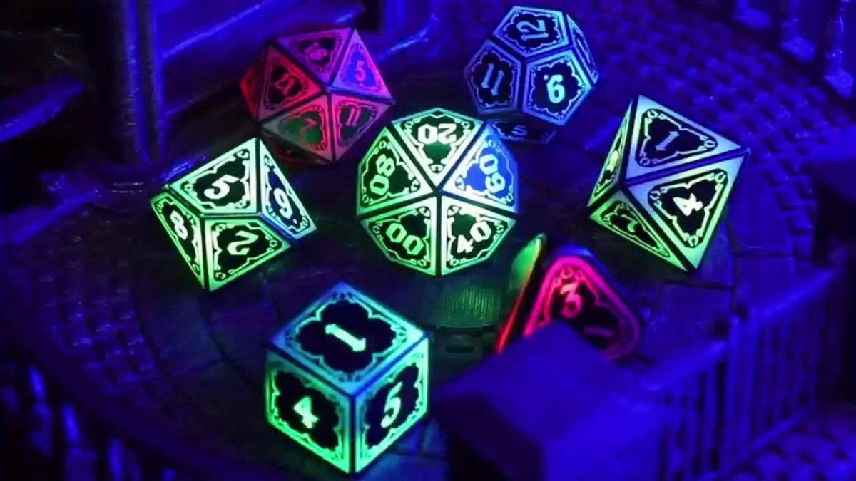 RGB LED DND Dice Set Rechargeable 7pcs, Illuminated Polyhedral Dice with Type-C Charging Case for D&D RPG Tabletop Games — im