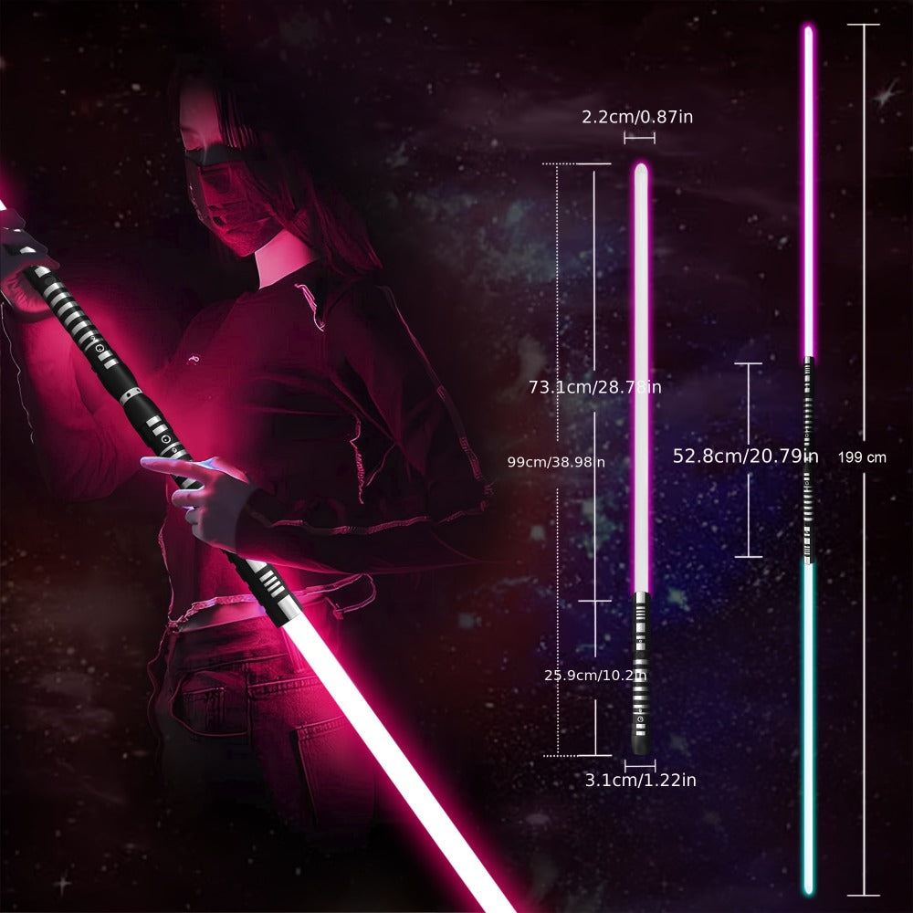 Light Up Dueling Saber 78" with 16 Color Lights & 3 Movie Sounds, 2-in-1 Dark Phantom Sword Single or Double Player — image 2